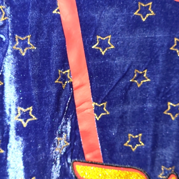 NWT WonderWoman Velour Blue Gold/Red Glitter Embroidered Logo Dress Girl Sz 6/6X - Picture 11 of 12
